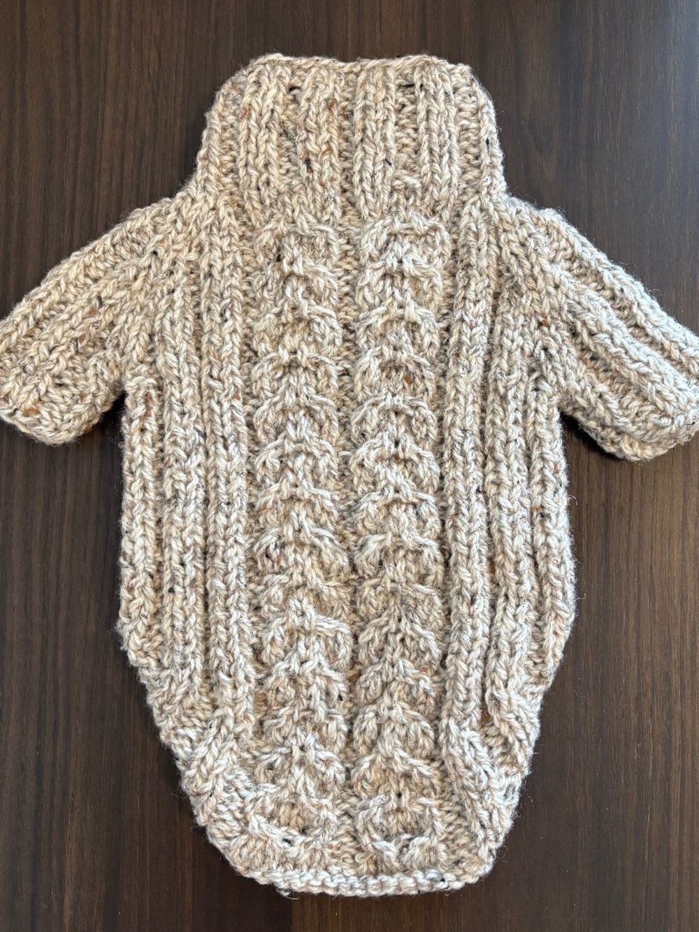 Handmade Cable Knit Dog Sweater Grey & Light Brown